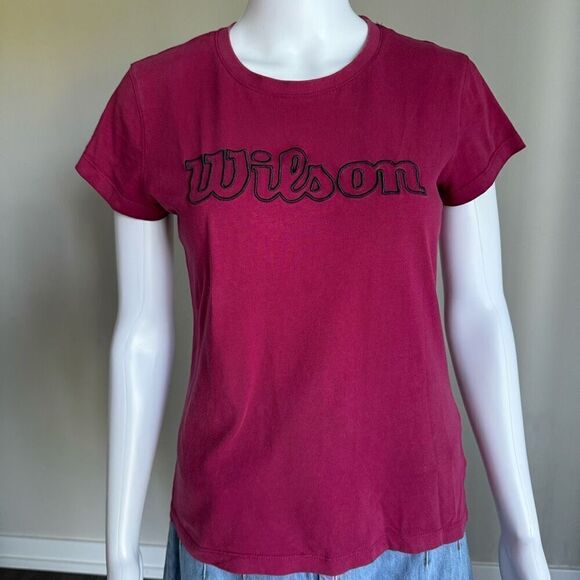 Wilson Athletic Women’s Burgundy Stitched Logo Baby Tee Size S - Picture 1 of 8